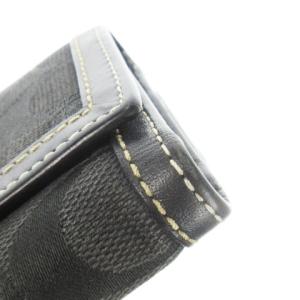 COACH 三つ折り財布 ウォレット 小銭入れあり キャンバス 切替 レザー シグネチャー ロゴ 黒 ブラック