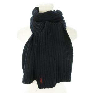 POLO RALPH LAUREN マフラー ニット リブ ロゴデザイン ONE 紺 ネイビー /AO1 GY18