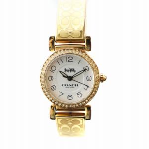 腕時計 バングルウォッチ クォーツ ラインストーン ラウンド 白文字盤 ロゴ ゴールド色 CA.66.7.95.1491S