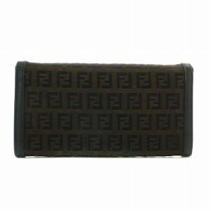 FENDI 長財布 二つ折り キャンバス レザー ズッカ柄 総柄 茶色 ブラウン 2277 8M0000-038 /XZ