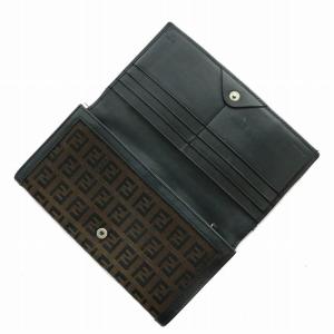 FENDI 長財布 二つ折り キャンバス レザー ズッカ柄 総柄 茶色 ブラウン 2277 8M0000-038 /XZ