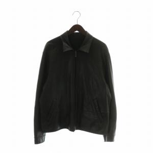 レザージャケット 裏起毛 ジップアップ 52 ブラック