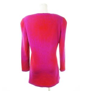 VALENTINO GARAVANI ヴィンテージ Vネックカーディガン 長袖 肩パッド インターシャ 総柄 42 M 赤 レッド /CK23