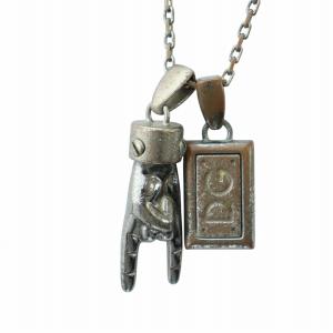 ヴィンテージ ネックレス アクセサリー ペンダント ロゴ プレート シルバー色 GY11 /MQ