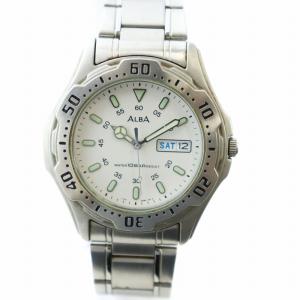 アルバ ALBA 腕時計 ウォッチ クォーツ カレンダー付き ロゴ 白文字盤 ラウンド シルバー色 V743-8B60