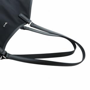 agnes b. トートバッグ ショルダー ナイロン レザー ロゴ 黒 ブラック GY18 /MQ