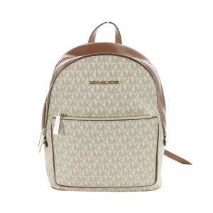 アディナ リュックサック デイバッグ バックパック PVC レザー ロゴ 総柄 白 ホワイト 茶 ブラウン