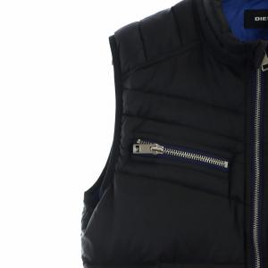 DIESEL ダウンベスト ジップアップ ロゴ スタンドカラー S 黒 ブラック GY18 /MQ