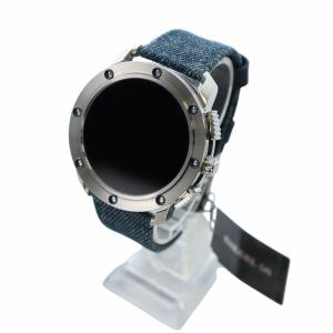 DIESEL スマートウォッチ 腕時計 OS Google ラウンド デニムベルト デジタル 青 ブルー シルバー色