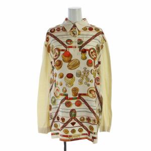 Petit main プチマイン ツイルレーヌ シャツ カットソー ニット 切替 長袖 スカーフ柄 総柄