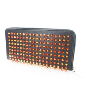 VANQUISH 長財布 ウォレット 小銭入れあり シンセティックレザー 合皮 スタッズ メタリック 赤 レッド 黒 ブラック