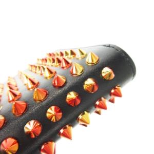 VANQUISH 長財布 ウォレット 小銭入れあり シンセティックレザー 合皮 スタッズ メタリック 赤 レッド 黒 ブラック