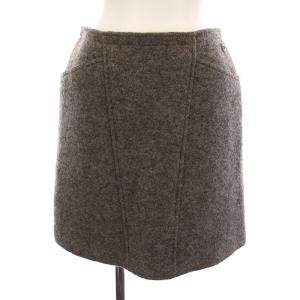 97A メルトンスカート ミニ ココマークボタン ウール ヴィンテージ 36 グレー