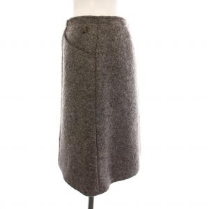 CHANEL 97A メルトンスカート ミニ ココマークボタン ウール ヴィンテージ 36 グレー