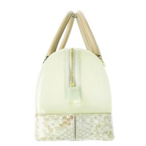 FURLA ハンドバッグ キャンディー ラバー ボストン ミニ 透け感 切替 パイソン ロゴ チャーム 緑 グリーン