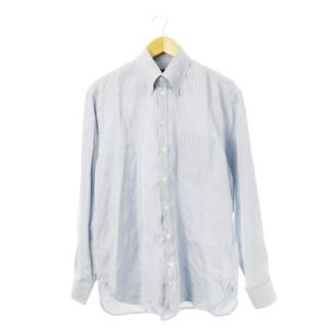 ワイシャツ Yシャツ レギュラー 長袖 滑らか ストライプ 41 16 グレー