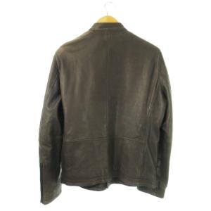 Theory シングルライダース ジャケット ダブルジップ ラム レザー 本革 羊革 裏キルティング 40 L 茶 ブラウン