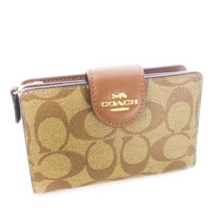 二つ折り財布 ウォレット 小銭入れあり PVC レザー ロゴ シグネチャー 茶 ブラウン C0082 /CK26