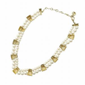 GIVENCHY チョーカー ネックレス アクセサリー ロゴ フェイクパール 2連 白 ホワイト ゴールド色 GY18 /MQ