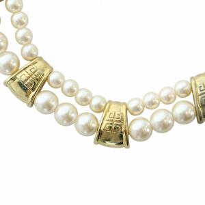 GIVENCHY チョーカー ネックレス アクセサリー ロゴ フェイクパール 2連 白 ホワイト ゴールド色 GY18 /MQ