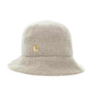 CA4LA 帽子 ハット ソフト帽 ウール アンゴラ混 ロゴ ワンポイント ふわふわ グレー /AH14 GY18
