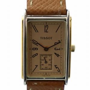 ジャンク品 アールデコ スモセコ 腕時計 ウォッチ クォーツ スクエア ゴールド色 茶 ブラウン A282