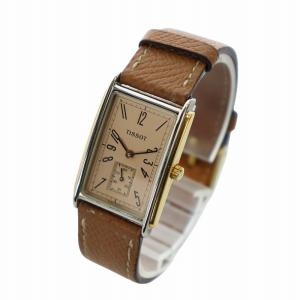 TISSOT ジャンク品 アールデコ スモセコ 腕時計 ウォッチ クォーツ スクエア ゴールド色 茶 ブラウン A282