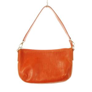 ショルダーバッグ 2way レザー 本革 ロゴ型押し オレンジ /AH9 GY11