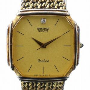 ドルチェ Dolce ジャンク品 腕時計 ウォッチ クォーツ 石付き オクタゴン ゴールド色 7731-5000