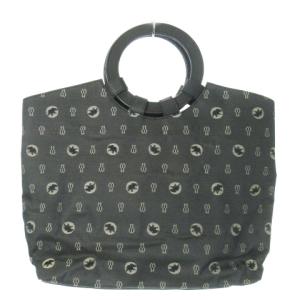 ハンドバッグ トートバッグ ナイロン レザー サークルハンドル 総柄 グレー 71103 /AO16