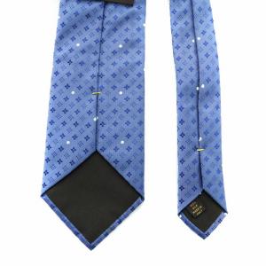 LOUIS VUITTON ネクタイ ワイドタイ ドット柄 小紋柄 総柄 絹 シルク ロゴ 青 ブルー GY18 /MQ OH