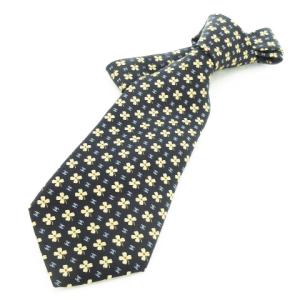 ネクタイ レギュラー シルク 絹 総柄 クローバー ロゴ 黒 ブラック /CK15 GY18