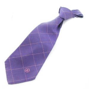 ネクタイ レギュラー シルク 絹 総柄 ウインドーペン チェック ロゴ 紫 パープル /CK17 GY18