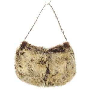 COLE HAAN VILLAGE FUR ハンドバッグ ファーバッグ ミニバッグ ワンハンドル レザー チャーム 茶 ブラウン