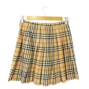 Burberry's BLUE LABEL ラップスカート ミニ プリーツ ノバチェック フリンジ ベルト 38 M ベージュ /AO14 GY18