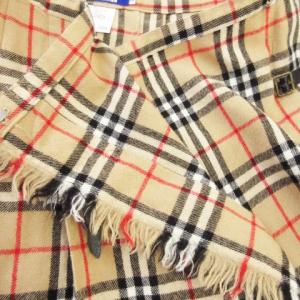 Burberry's BLUE LABEL ラップスカート ミニ プリーツ ノバチェック フリンジ ベルト 38 M ベージュ /AO14 GY18