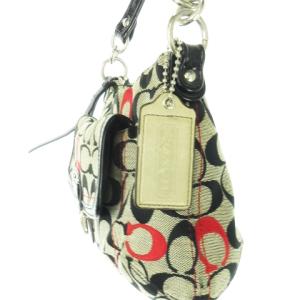 COACH ハンドバッグ ワンハンドル 2way ショルダーバッグ キャンバス レザー シグネチャー ロゴ 黒 ブラック