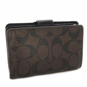 COACH 二つ折り財布 ウォレット 小銭入れあり PVC ロゴ シグネチャー 茶 ブラウン /CK22 GY18