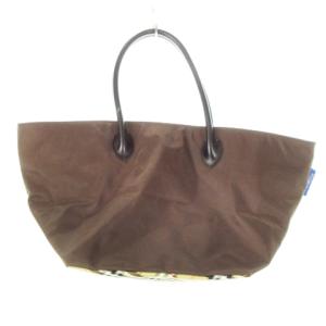 ハンドバッグ ナイロン ワンポイント ノバチェック 茶 ブラウン /MN15 GY11