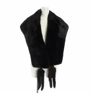 毛皮ティペット マフラー 襟巻き ミンクファー ネーム刺繍入り 茶 ブラウン GY18 /MQ