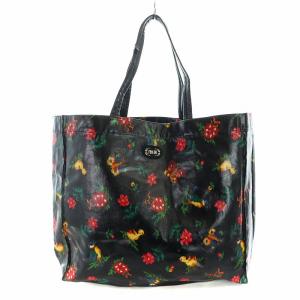 ハイジ トートバッグ 花柄 PVC レザー 総柄 黒 ブラック GY18 /MQ