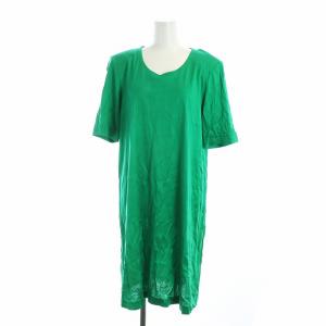 ロングワンピース 半袖 肩パッド入り ペチコート付き M 緑 グリーン GY18 /MQ