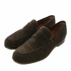 コインローファー ビジネスシューズ スエード レザー ラウンドトゥ Uチップ 7.5 26.5cm 茶色