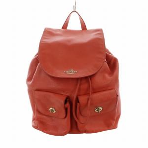 リュックサック バックパック デイバッグ レザー ロゴ 巾着 赤 レッド GY18 /MQ