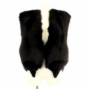 金サガロイヤル 毛皮 ベスト フォックス ファー 顔付き F 黒 ブラック /G MT GY18