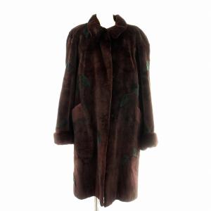 銀サガ 毛皮コート シェアードミンク ファー 柄入り ハーフ コート F 茶 ブラウン /G MT GY18
