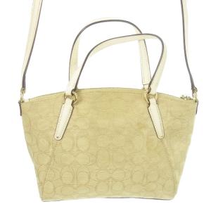 COACH ショルダーバッグ ハンドバッグ 2way キャンバス レザー シグネチャー ロゴ ベージュ F27580