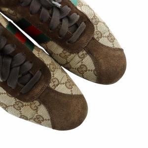 GUCCI ローカットスニーカー シューズ 靴 ロゴ キャンバス スエード シェリーライン GG柄 37.5 24cm