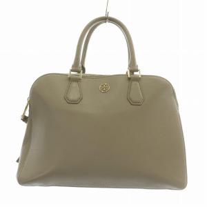 ハンドバッグ ショルダー 2WAY シボ革 レザー Wファスナー ロゴ ゴールド金具 ベージュ /XZ