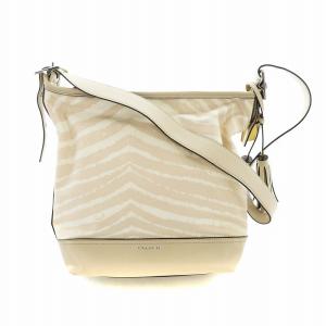 COACH ショルダーバッグ 斜め掛け キャンバス レザー ゼブラ柄 タッセル ロゴ ピンクベージュ GY18 /MQ